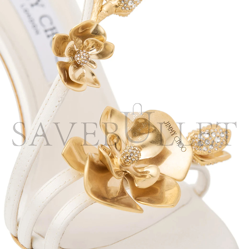 Ji*y Ch* zea 95 ivory satin flower sandals zea95bgu